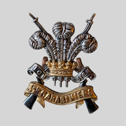 3rd Carabiniers Officers Silver & Gilt Small Size Cap Badge