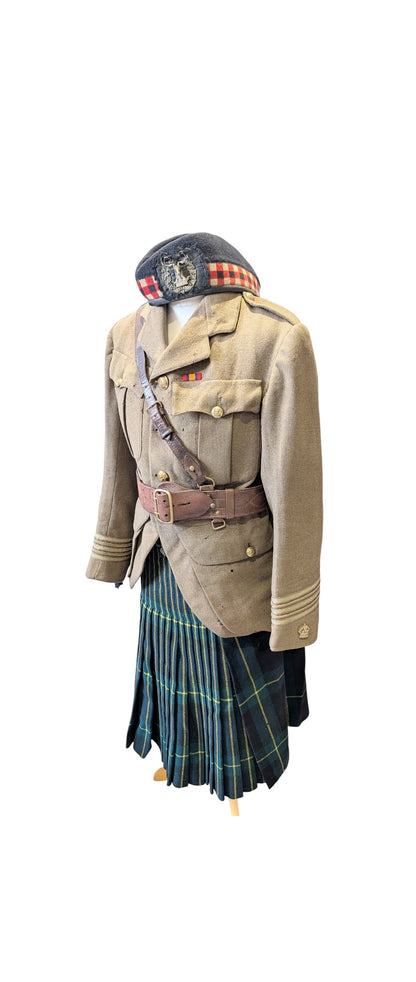 Pre WW1 Gordon Highlanders Majors Cutaway Cuff Rank Jacket, Glengarry & Kilt attributed to Major Robert Walter Purvis 3rd Bn Gordon Highlanders