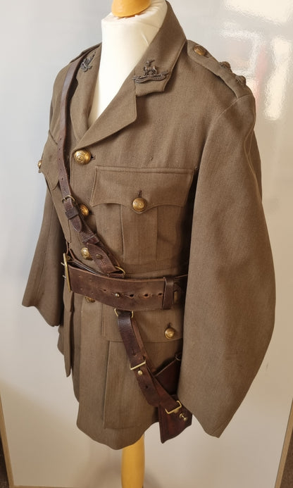 WW1 British Army Lieutenant Uniform Jacket Royal Warwickshire Regiment & Sam Browne