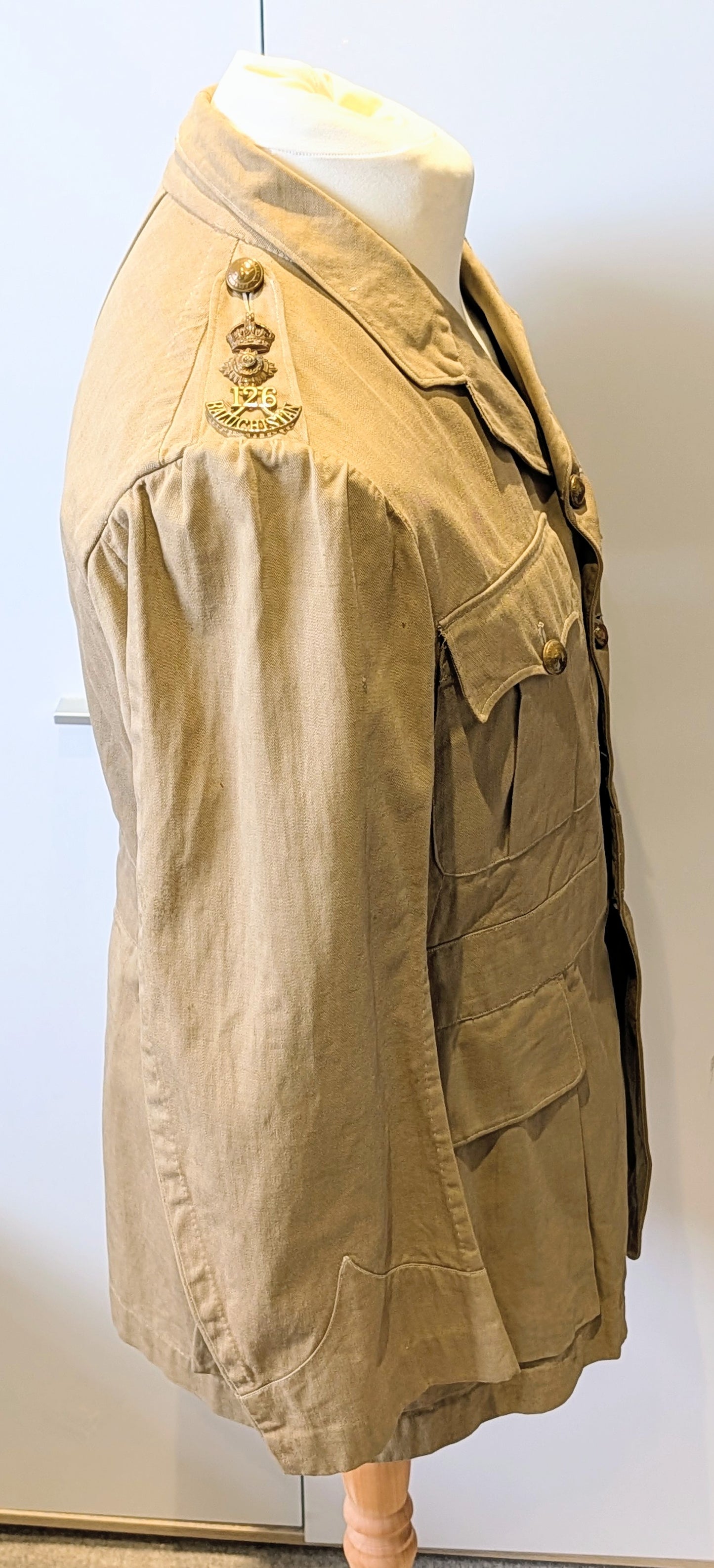 WW1 Era Indian 126th Baluchistan Regiment Lieutenant Colonel's Khaki Drill KD Jacket