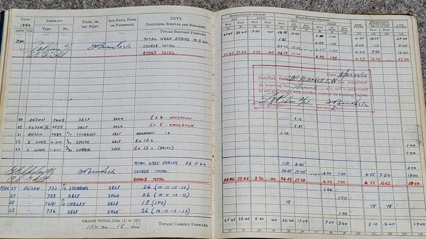 SOLD! WW2 RCAF Flying Log Book E  W Burchett With 2 Of His Photo Albums