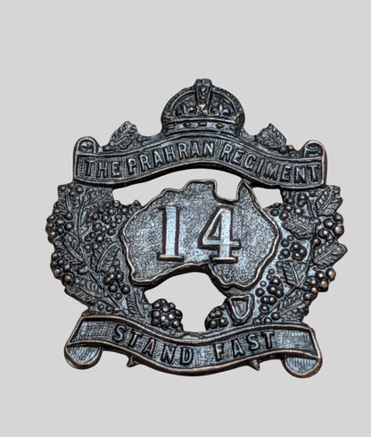 WW2 era 14th Australian Bn (Prahran Regt) Officer's Bronze Collar Badge