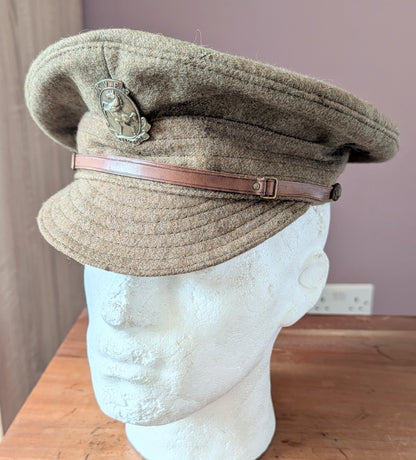 SOLD! WW1 British Army Wool Kent Volunteer Force Floppy Trench Cap Dated 1918