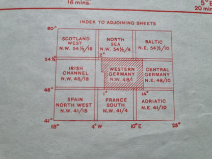 WW2 RAF June 1944 Plotting Map of Western Germany with Operational Markings over Berlin