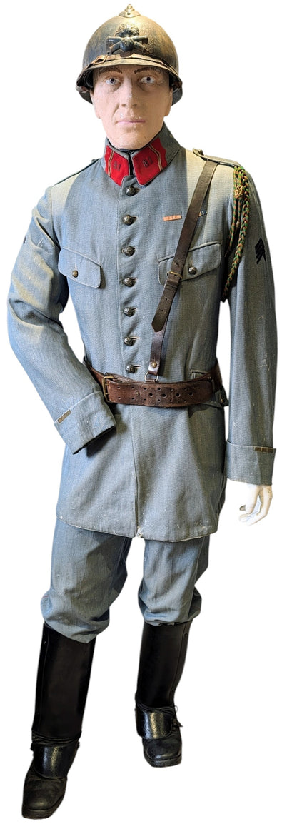 WW1 French 81st Artillery Uniform with Helmet, Sam Browne Belt, Boots & Gaiters