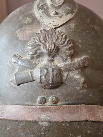 SOLD! WW2 French Army Artillery M26 ‘Adrian’ Helmet With WW1 Badge