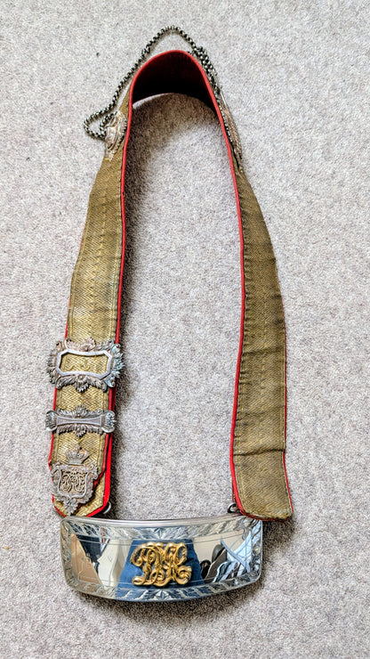 SOLD! Victorian / Edwardian Derbyshire Yeomanry Cavalry Crossbelt with Silver Pouch