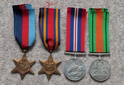 SOLD! WW2 Casualty KIA 4 Medal Group Issue Box & Award Slip LESLIE ALBERT MARSHALL