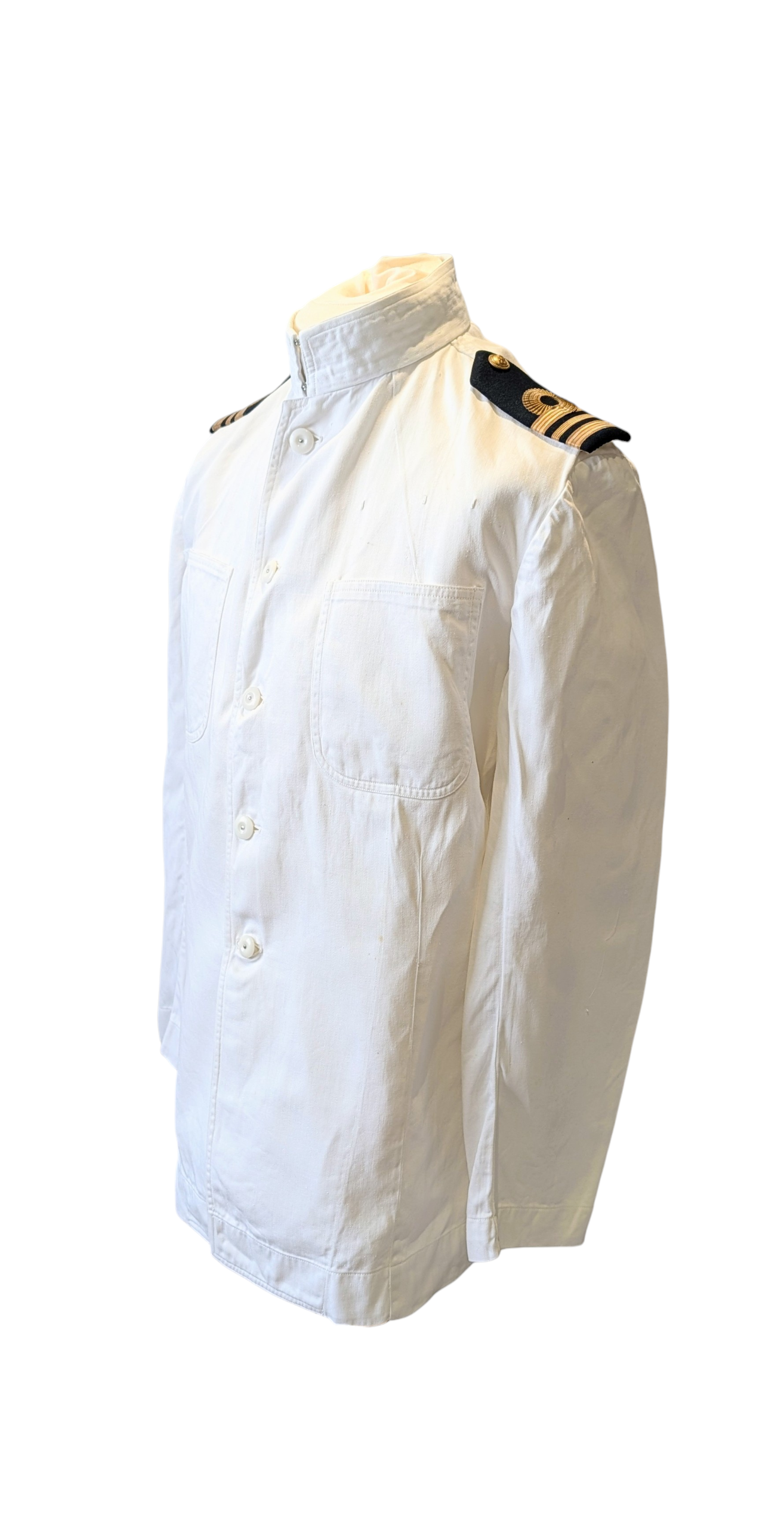 SOLD! Vintage Royal Navy No.1 Summer White Cotton Uniform Tunic Jacket 1958