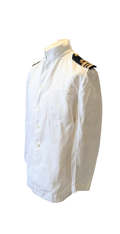 SOLD! Vintage Royal Navy No.1 Summer White Cotton Uniform Tunic Jacket 1958