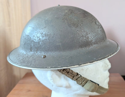 WW2 Grey / Green Brodie Helmet Dated 1940 Possibly Royal Navy with partial Decal