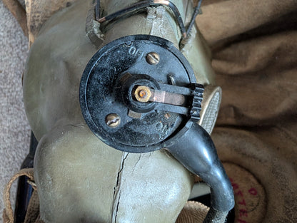 WW2 RAF TYPE C FLYING HELMET, RECEIVERS & WIRING LOOM + TYPE H MASK