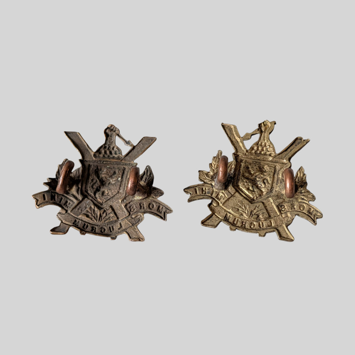 WW1 Era 4th South African Cape Town Highlanders Brass Collar Badge Pair