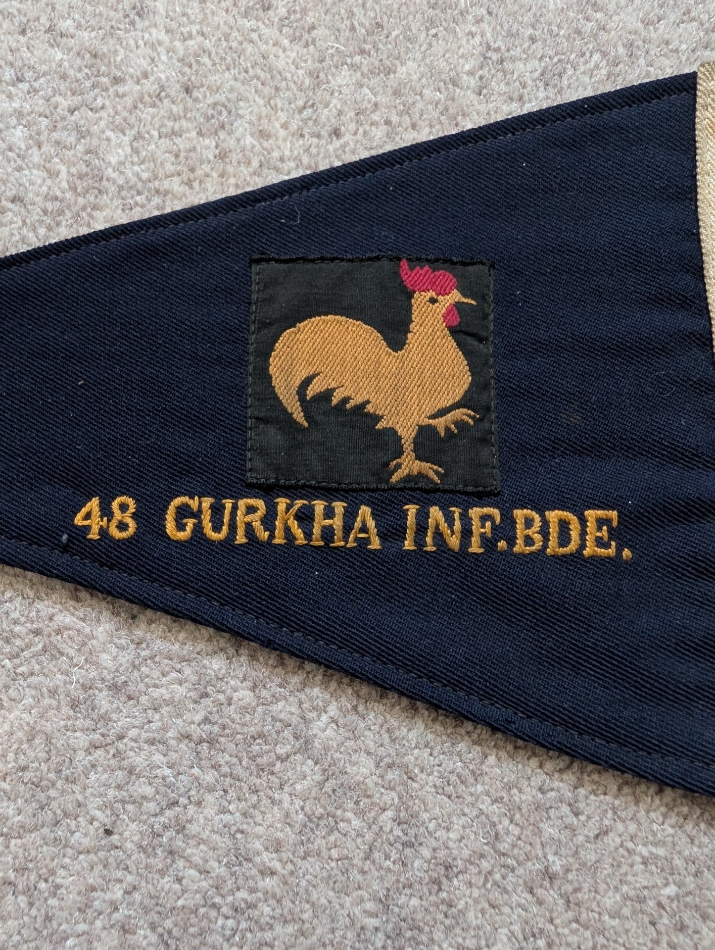 Rare late 1940s-50s 48th Gurkha Infantry Brigade Car Pennant Flag