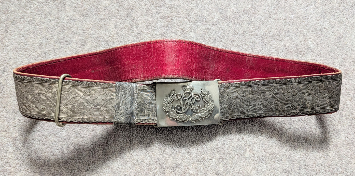 Victorian British Army Officers Leather Belt & Buckle