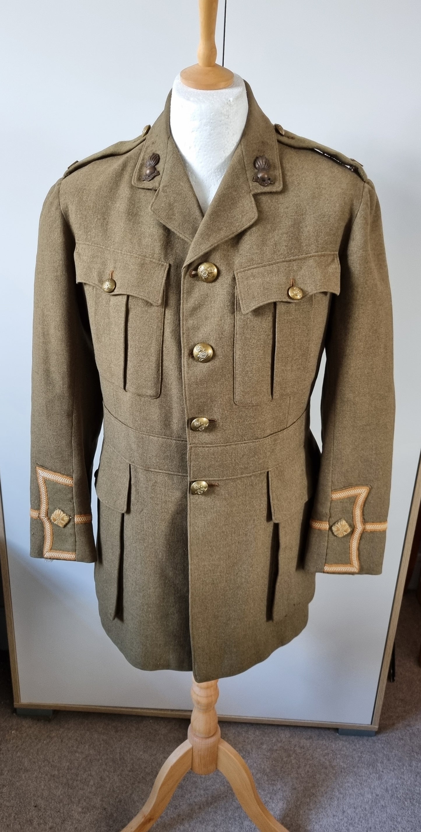 WW1 British Army 2nd Lieutenant Cuff Rank Uniform Jacket Royal Field Artillery (Made from Original Parts)