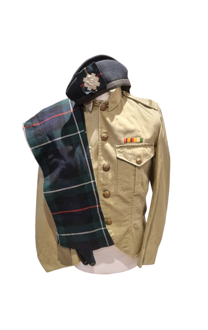 Rare WW1 Tropical KD Highland Light Infantry Uniform Cutaway Jacket Trews & Glengarry