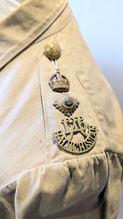 WW1 Era Indian 126th Baluchistan Regiment Lieutenant Colonel's Khaki Drill KD Jacket