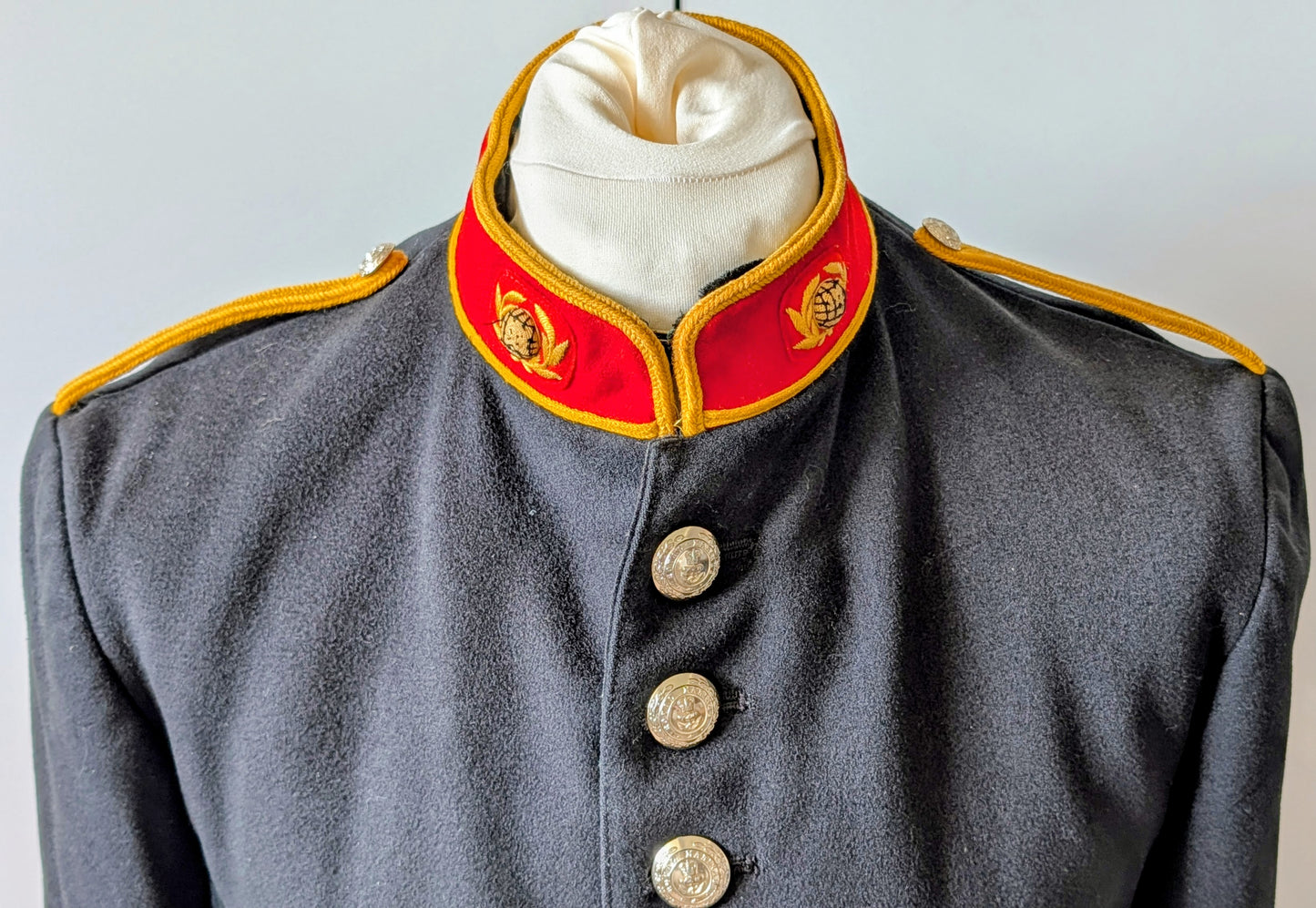 Vintage Royal Marines Tunic Bandsman RM Band Jacket Yellow Braid 1980s