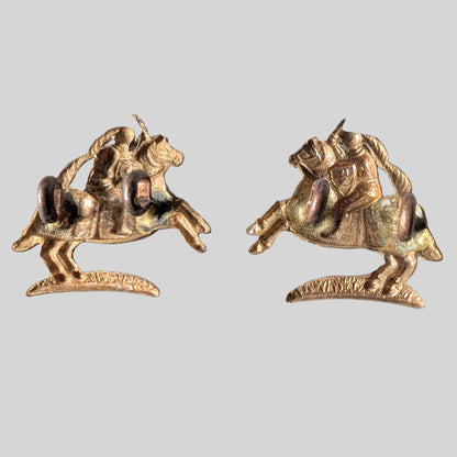 WW1 14th (Fife & Forfar) Black Watch Economy Brass Collar Badge Pair