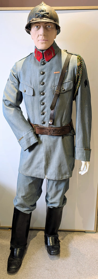 WW1 French 81st Artillery Uniform with Helmet, Sam Browne Belt, Boots & Gaiters