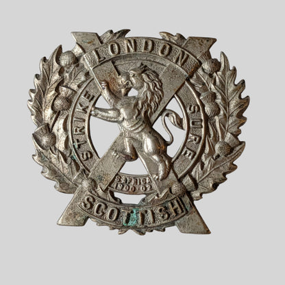 14th County Of London Regt (London Scottish) White Metal Cap Badge