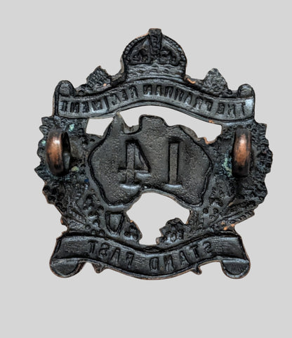 WW2 era 14th Australian Bn (Prahran Regt) Officer's Bronze Collar Badge