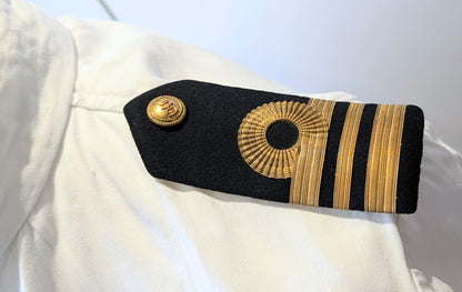SOLD! Vintage Royal Navy No.1 Summer White Cotton Uniform Tunic Jacket 1958