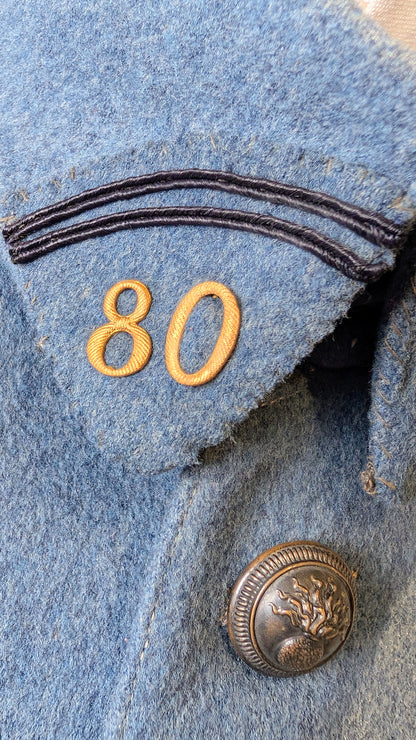 Rare Fine Quality WW1 M1913 French Horizon Blue Captains Tunic jacket 80th Infantry