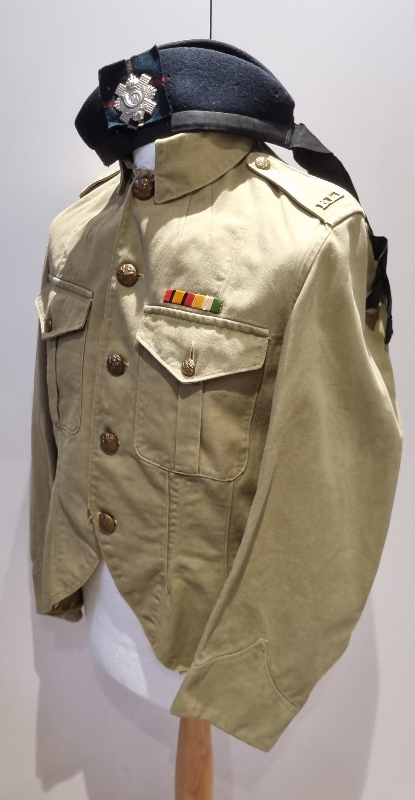 Rare WW1 Tropical KD Highland Light Infantry Uniform Cutaway Jacket Trews & Glengarry