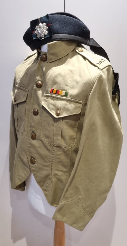 Rare WW1 Tropical KD Highland Light Infantry Uniform Cutaway Jacket Trews & Glengarry