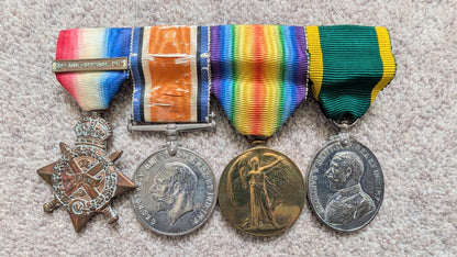WW1 Mons Star With Clasp Quartet With Territorial Efficiency - Thomas MacNair