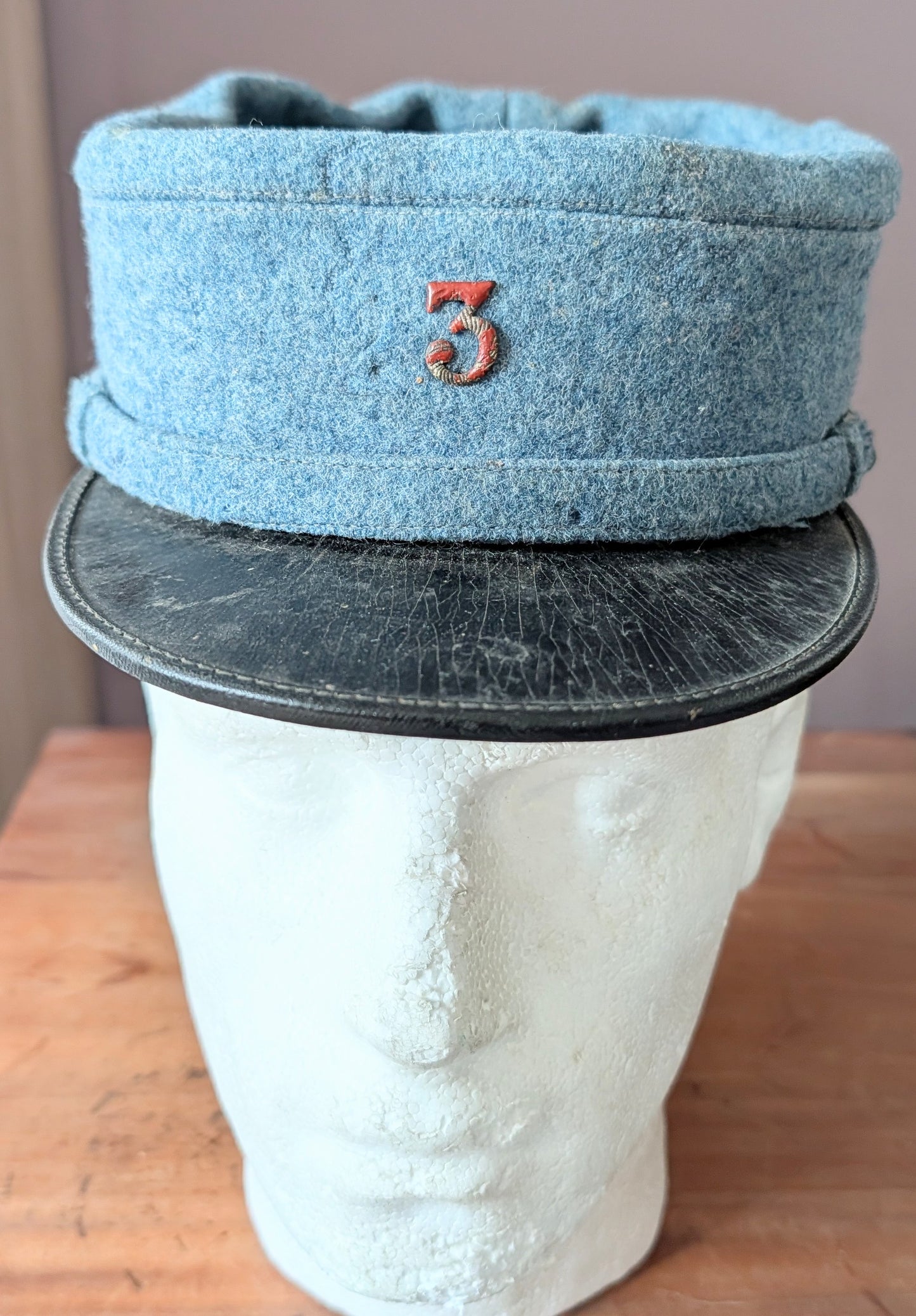 Rare WW1 French Army Horizon Blue 3rd Engineers Regt Woollen Kepi Cap