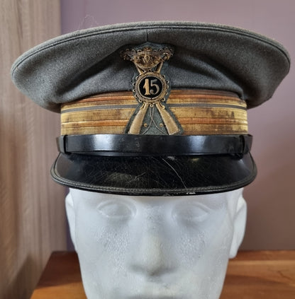 SOLD! WW2 Italian Major’s 15th Infantry Regiment M34 Visor Cap & Box