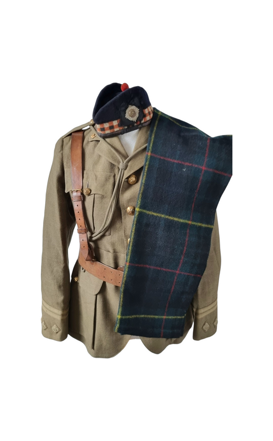 WW1 Royal Scots Uniform Cutaway Cuff Rank Jacket Trews Glengarry & Sam Browne