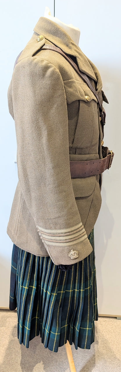 Pre WW1 Gordon Highlanders Majors Cutaway Cuff Rank Jacket, Glengarry & Kilt attributed to Major Robert Walter Purvis 3rd Bn Gordon Highlanders