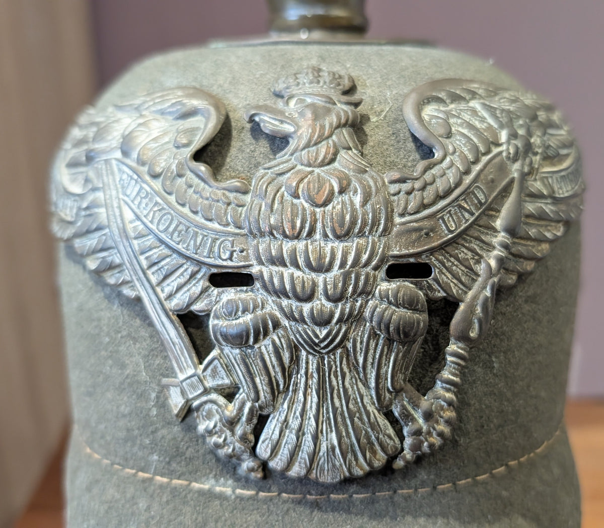 M15 WW1 German Prussian Grenadier Ersatz Felt Enlisted mans Pickelhaube Helmet