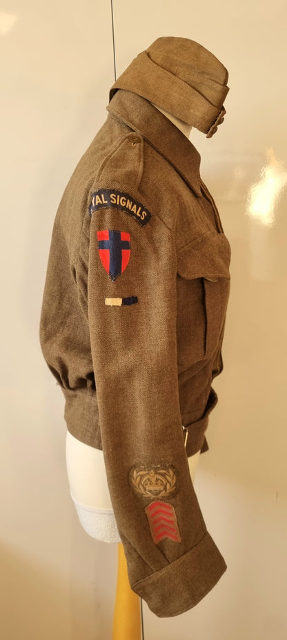 SOLD! WW2 ROYAL SIGNALS CANADIAN MADE BATTLEDRESS + SIDECAP + VE DAY PHOTOS TO THE SAME SOLDIER