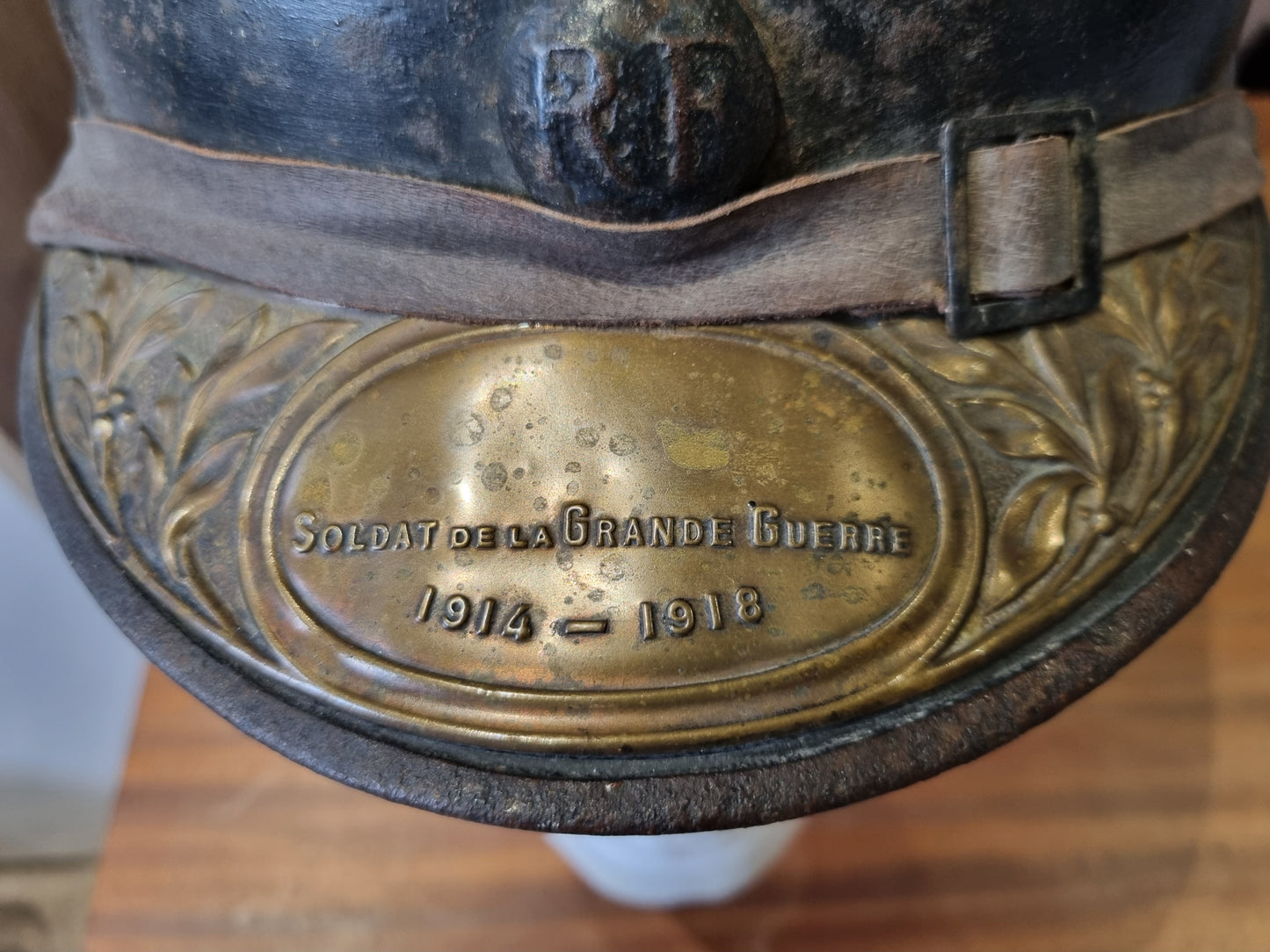 SOLD! WW1 French Infantry M15 ‘Adrian’ Helmet with Veterans Plate