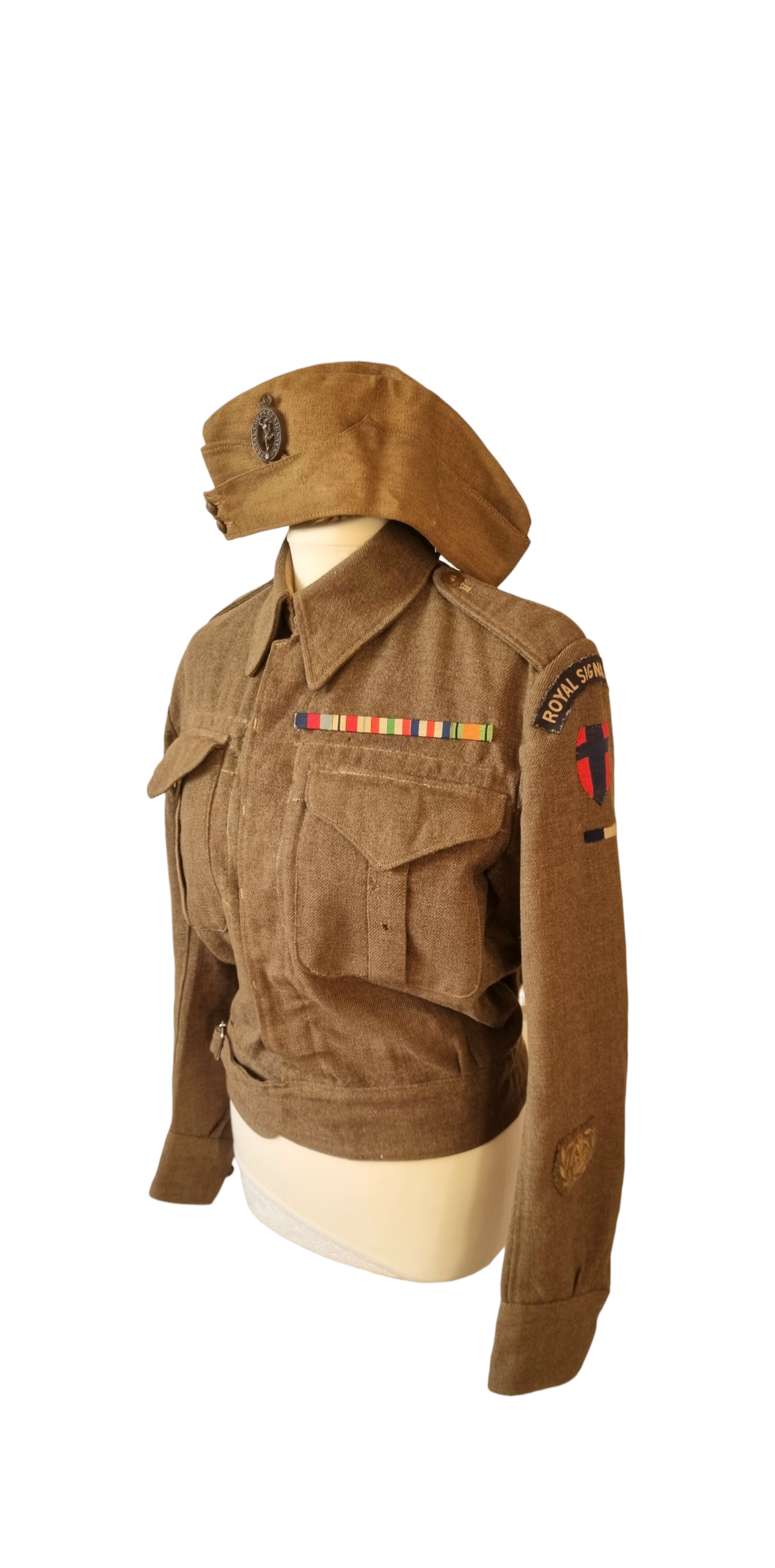 SOLD! WW2 ROYAL SIGNALS CANADIAN MADE BATTLEDRESS + SIDECAP + VE DAY PHOTOS TO THE SAME SOLDIER