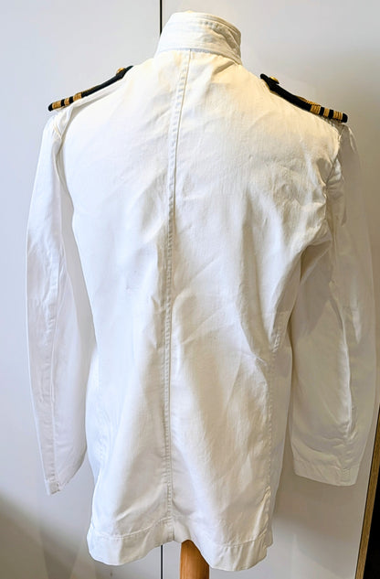 SOLD! Vintage Royal Navy No.1 Summer White Cotton Uniform Tunic Jacket 1958