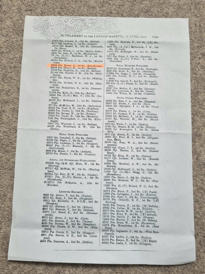 WW1 British Gallantry Military Medal Group to Alfred Brown, Royal Irish Rifles, Gallipoli