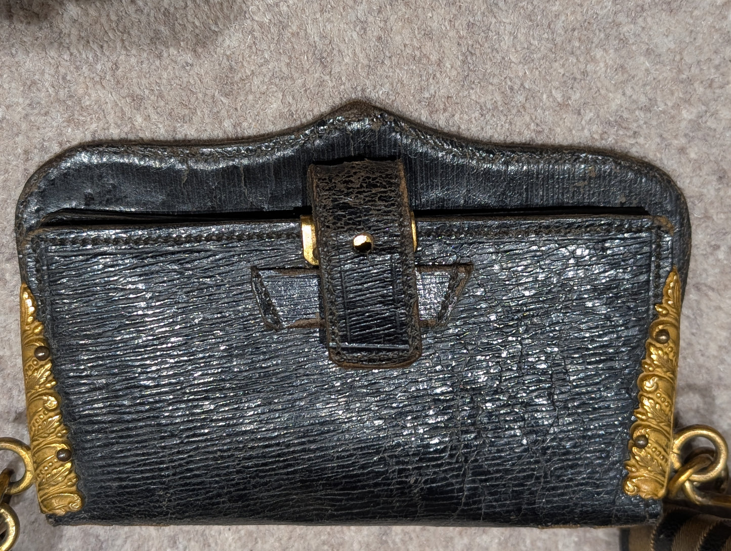Edwardian British Indian Army Leather & Bullion Gilt GRI CrossBelt