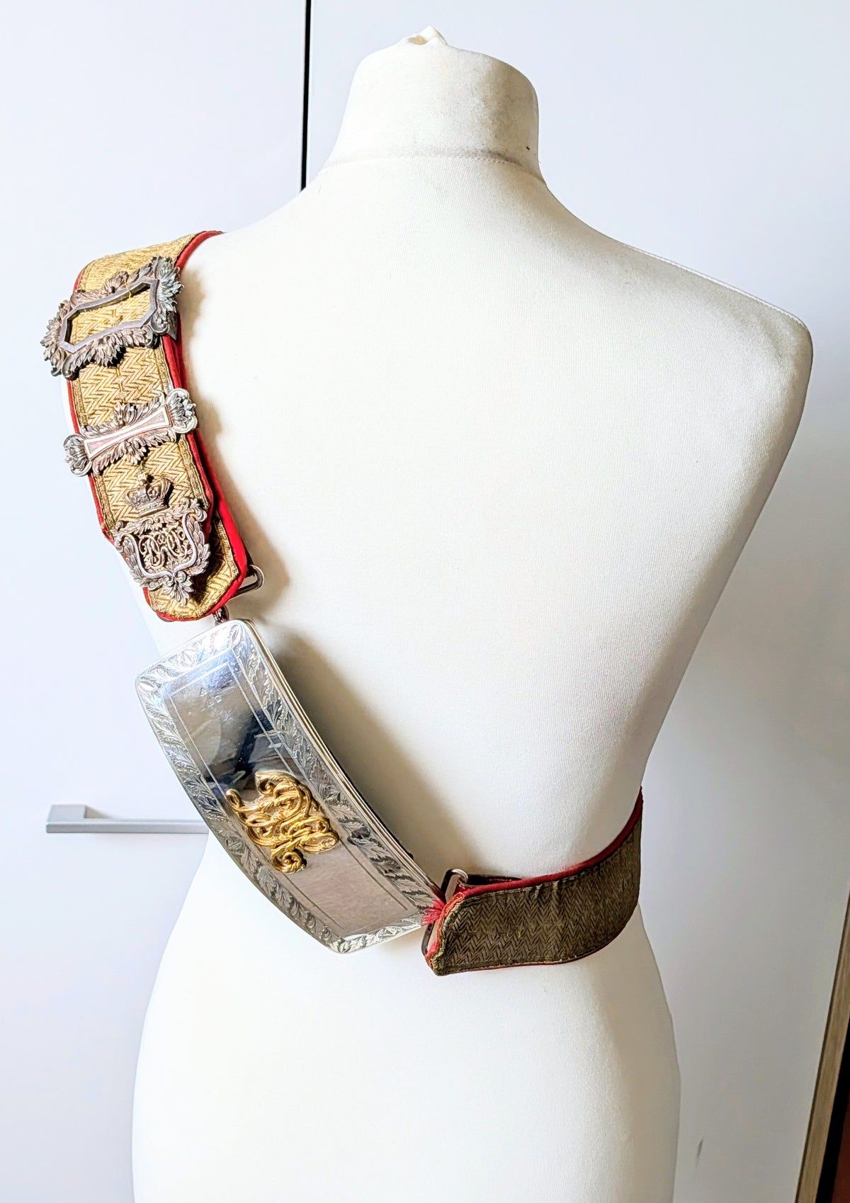 SOLD! Victorian / Edwardian Derbyshire Yeomanry Cavalry Crossbelt with Silver Pouch