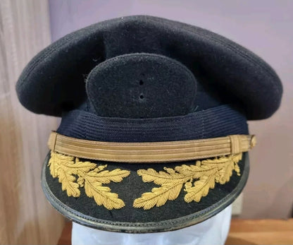 WW2 US Navy Commanders Officer Black Woollen Visor Cap -Luxenberg