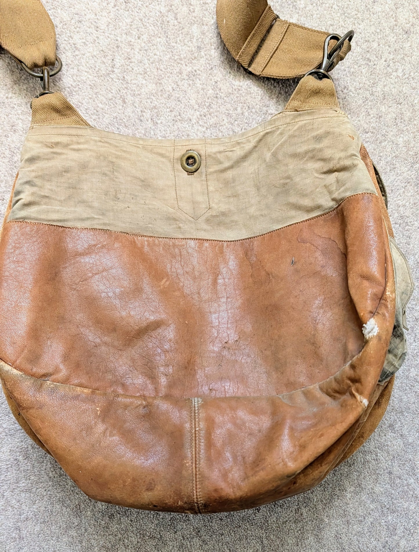 SOLD! WW1 British Army Officers Canvas & Leather Breadbag Haversack with Carry Strap