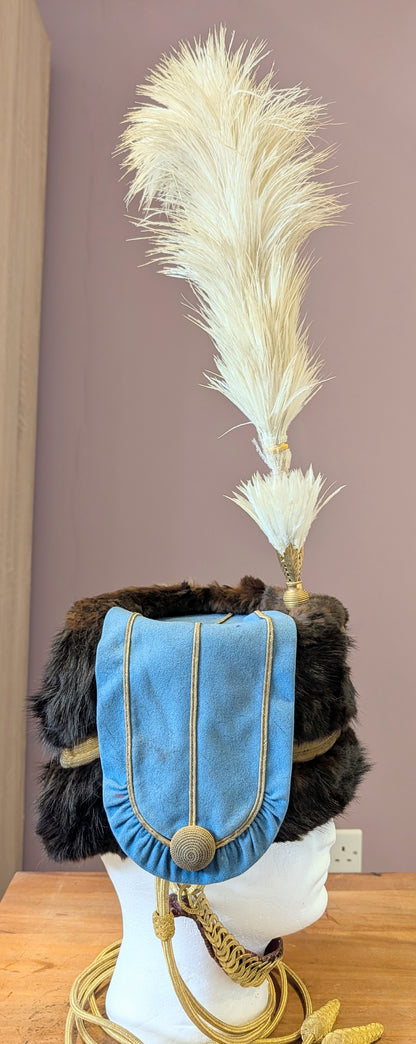 Rare Edwardian Pre WW1 3rd Hussars Officers Busby With White Feather Plume