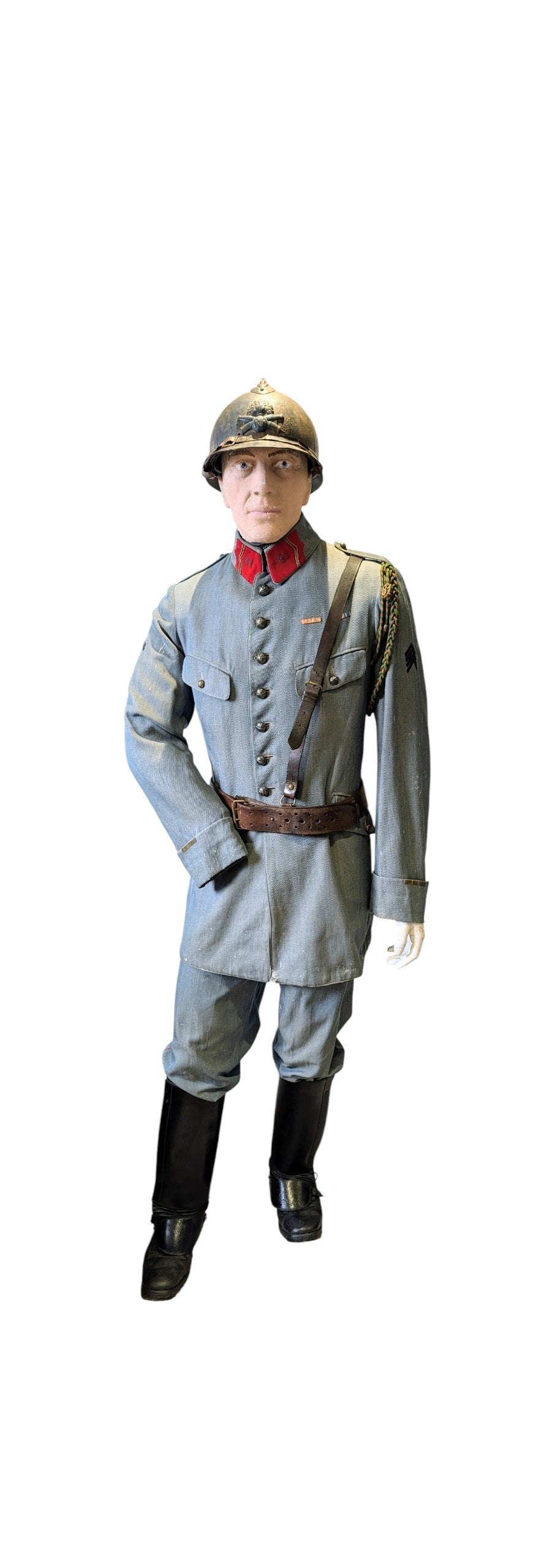 WW1 French 81st Artillery Uniform with Helmet, Sam Browne Belt, Boots & Gaiters