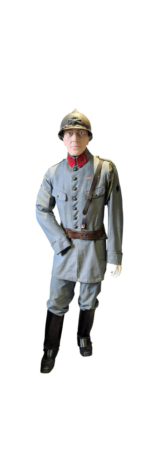 WW1 French 81st Artillery Uniform with Helmet, Sam Browne Belt, Boots & Gaiters