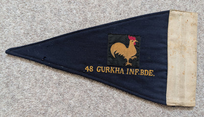 Rare late 1940s-50s 48th Gurkha Infantry Brigade Car Pennant Flag
